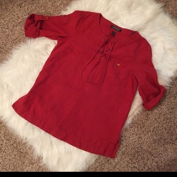 LAUREN Ralph Lauren Red Linen Top - Picture 3 of 9
